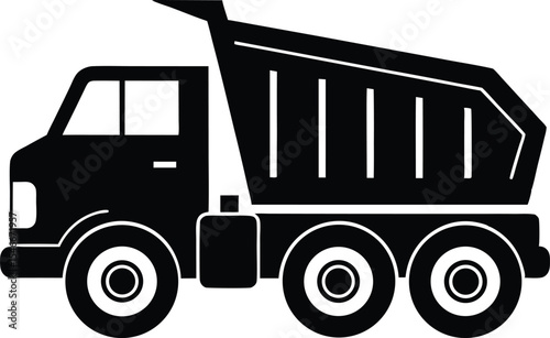 Silhouette of dump truck isolated, Dump truck icon, Dump truck silhouette design. vector art illustration