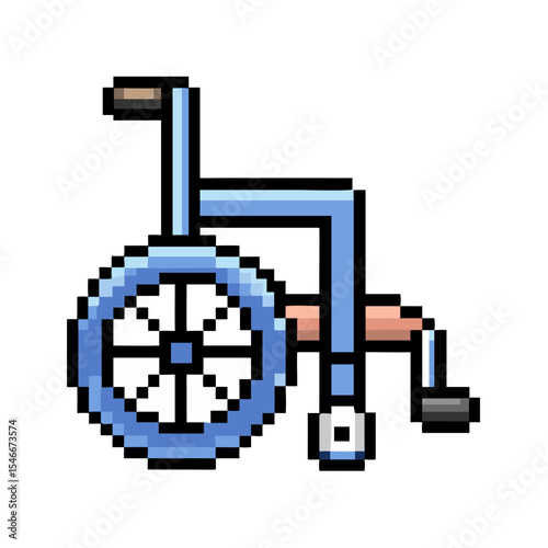 Pixel Wheelchair Icon – Accessibility and Mobility Aid in 8-Bit Pixel Art Style

