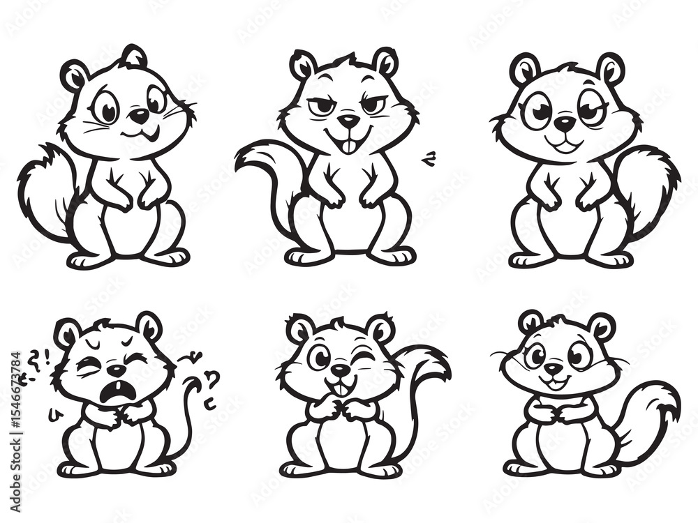 Naklejka premium Squirrel Simple Line Drawing