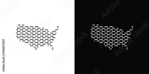 US map icon in black. flat graphic vector icon