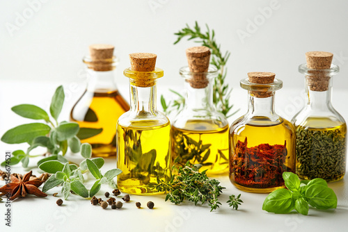 Collection of herbs and oils for culinary delight Generative AI