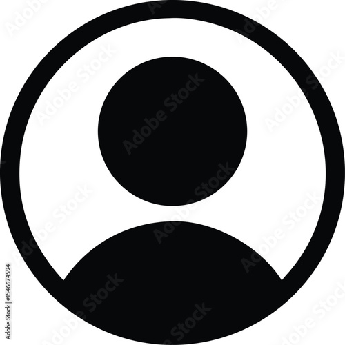 minimalist black user icon vector, simple circular avatar silhouette design for web, mobile apps, ui elements and login profile placeholders