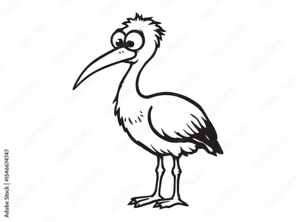 Fototapeta premium Stork Flying Bird Line Icons