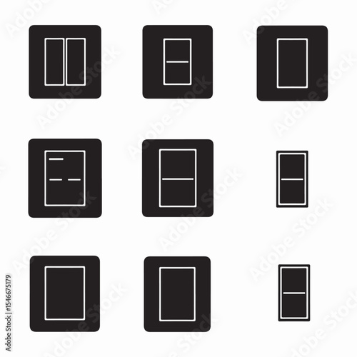 Electrical light switches icons on white background