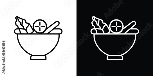Vegetable salad meal icon in black. flat graphic vector icon