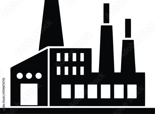 Silhouette of factory, Factory building silhouette vector illustration, factory icon vector design