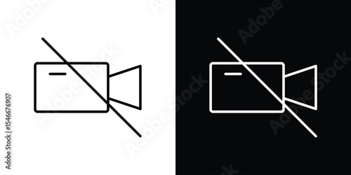 Video off icon in black. flat graphic vector icon