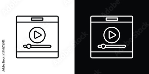 Video tutorial icon in black. flat graphic vector icon