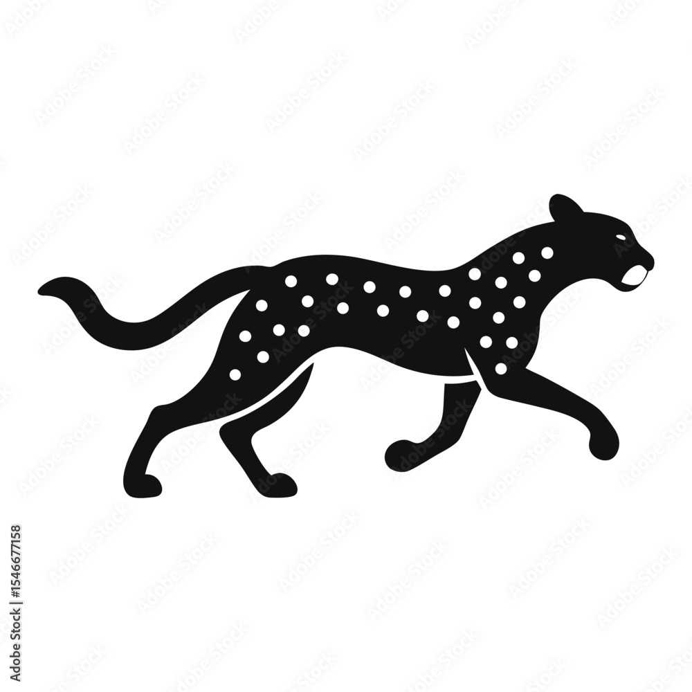 Fototapeta premium Running Cheetah Silhouette Vector with Spot Pattern and Minimal Design.