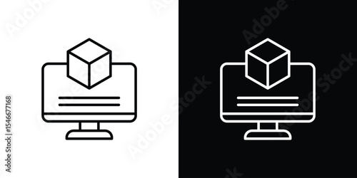 Virtual machine icon in black. flat graphic vector icon