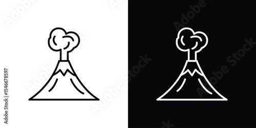 Volcano icon in black. flat graphic vector icon