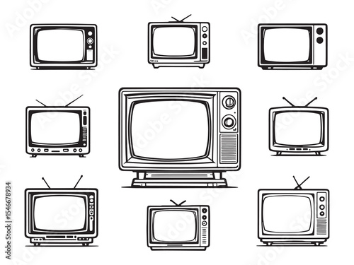 Television Retro Line Art Design