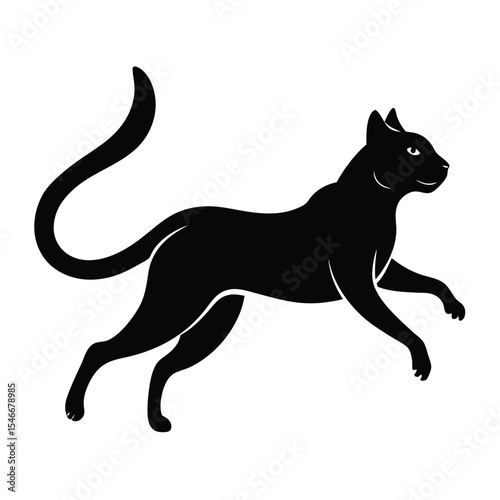 Black cat silhouette vector illustration of a domestic feline pet design