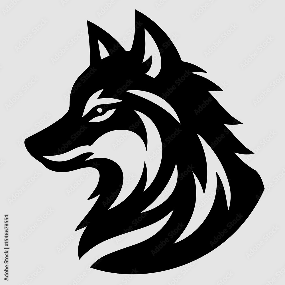 Fototapeta premium Hand drawn wolf head silhouette