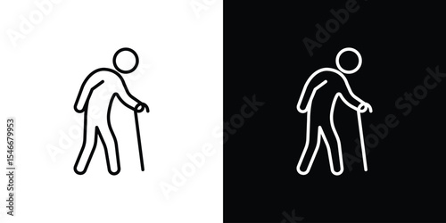 Walking stick icon in black. flat graphic vector icon