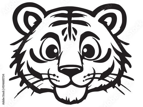 Tiger Head Line Art Illustration