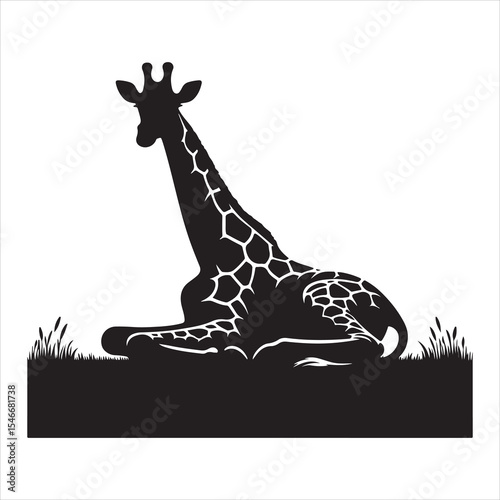 Silhouette vector of a giraffe standing on a white background