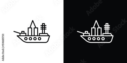 Warship icon in black. flat graphic vector icon