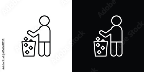 Waste Bin icon in black. flat graphic vector icon