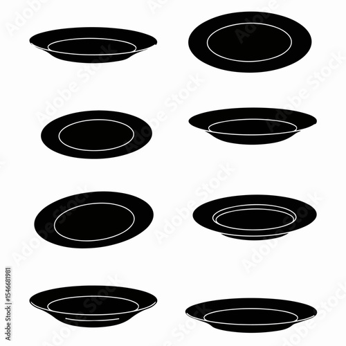 Dinnerware variety plates flat design style