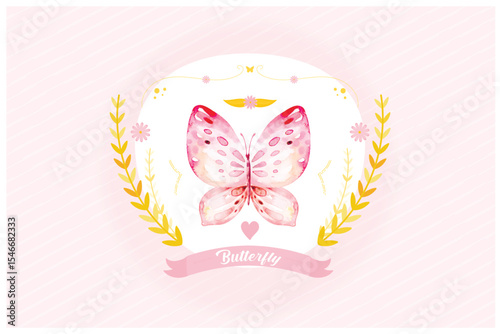 pretty vintage background of pink  butterfly