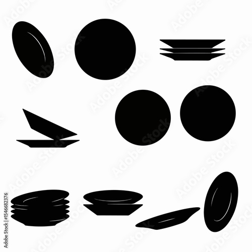 Dinner plates silhouette arrangement clean dishes kitchenware