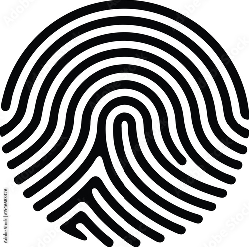 Fingerprint icon Signature concept for password encryption. black fingerprint silhouette isolated on white background.