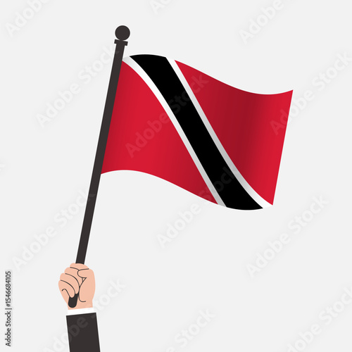 Hand Holding Trinidad and Tobago Waving Flag