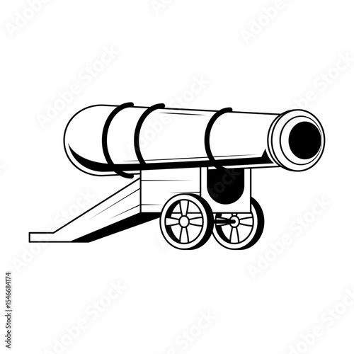 Abstract Doodle Black Line Old Connon Gun Weapon Military Fight Army Medieval History Background Vector Design Banner Party Invitation Template
