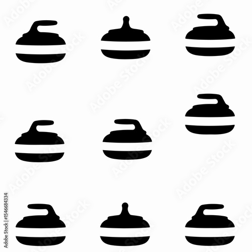 Curling stones icons collection sport graphic