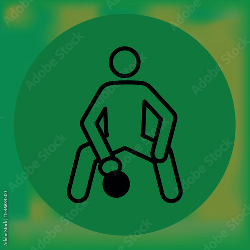 Minimalist black outline of a person lifting a weight overhead, centered on a green circular background—ideal for fitness, strength, or training themes