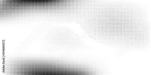 Halftone faded gradient texture. Grunge halftone grit background. White and black sand noise wallpaper. Retro pixilated vector backdrop