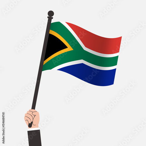 Hand Holding South Africa Waving Flag
