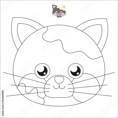 Coloring. Cute outlined faces of jungle and forest animals coloring vector illustrations.