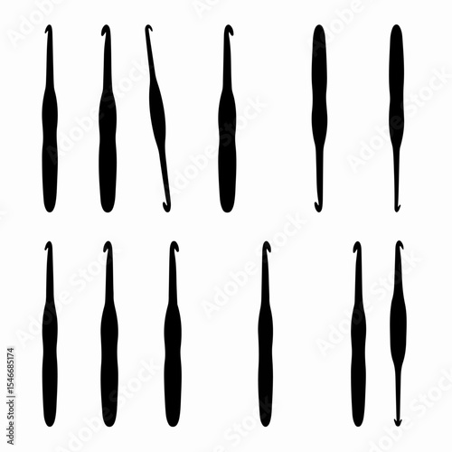 Crochet hook set silhouettes for crafting
