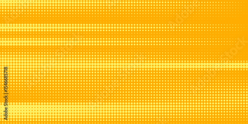 Yellow halftone pattern. Retro comic gradient background. Bright orange pixelated dotted texture overlay. Cartoon pop art faded gradient pattern. Vector backdrop for poster, banner, advertisement