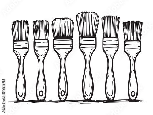 Wooden Brushes Line Art Icon