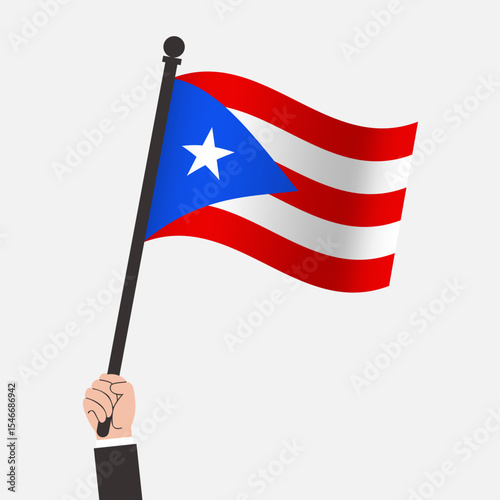 Hand Holding Puerto Rico Waving Flag