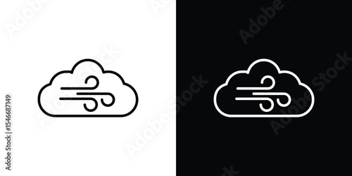 Wind clouds icon in black. flat graphic vector icon