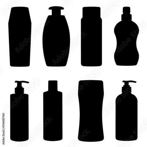 Cosmetic bottles silhouettes for beauty products