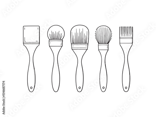 Wooden Brushes Minimal Line Art