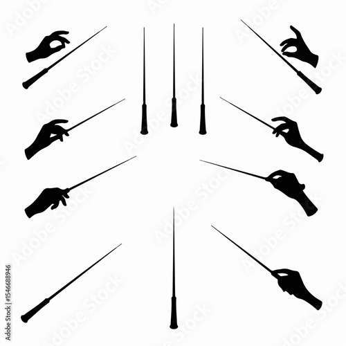 Conducting hands and baton, concert performance concept