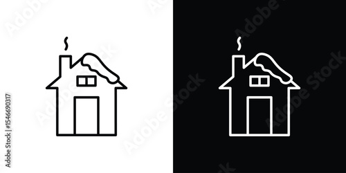 Winter Cabin icon in black. flat graphic vector icon