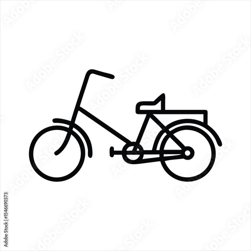 Vector bicycle outline icon, white background.

