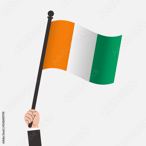 Hand Holding Ivory Coast Waving Flag