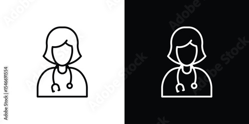 Woman Doctor icon in black. flat graphic vector icon