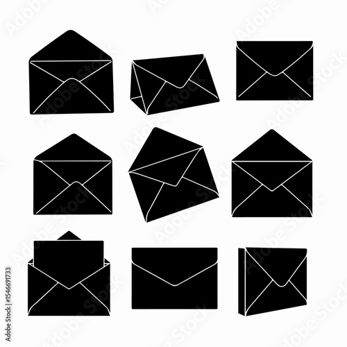 Collection of simple envelopes on white background