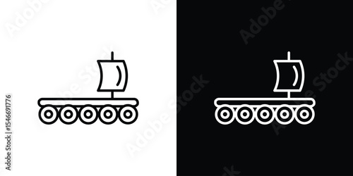 Wood Raft icon in black. flat graphic vector icon