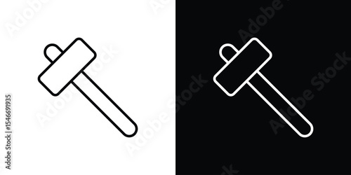 Wooden mallet icon in black. flat graphic vector icon