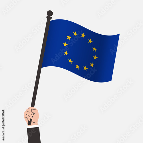 Hand Holding European Union Waving Flag